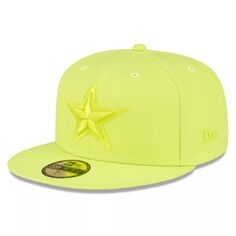 Мужская шляпа New Era Neon Green Dallas Cowboys Color Pack Яркая 59FIFTY Облегающая шляпа