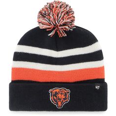 Мужская темно-синяя вязаная шапка с манжетами и помпоном Chicago Bears State Line &apos;47 47 Brand