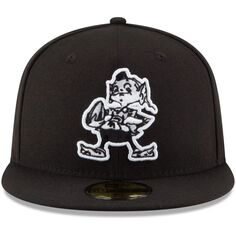 Мужская приталенная шляпа New Era Black Cleveland Browns B-Dub 59FIFTY