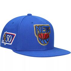 Мужская кепка Snapback к 50-летнему юбилею Mitchell &amp; Ness Blue New Jersey Nets