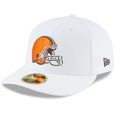 Мужская облегающая шляпа New Era White Cleveland Browns Omaha Low Profile 59FIFTY