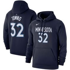 Мужская толстовка с капюшоном Nike Karl-Anthony Towns Navy Minnesota Timberwolves 2019/20 с именем и номером