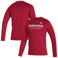 Мужская футболка с длинным рукавом adidas Scarlet Nebraska Huskers Sideline Creator Practice AEROREADY