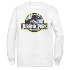 Мужская синяя классическая футболка с изображением парка Юрского периода в стиле ретро Jurassic Park