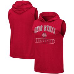 Мужская футболка Colosseum Heathered Scarlet Ohio State Buckeyes Varsity с капюшоном и майкой