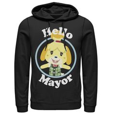 Мужская толстовка с капюшоном Animal Crossing Isabelle Hello Mayor Portrait Licensed Character