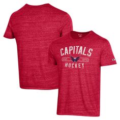 Мужская красная футболка Tri-Blend Washington Capitals Champion