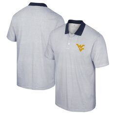 Мужская белая/темно-синяя рубашка-поло в полоску с принтом West Virginia Mountaineers Colosseum