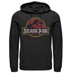 Мужской пуловер с капюшоном и рисунком Парка Юрского периода, оригинальный парковый логотип Licensed Character, черный