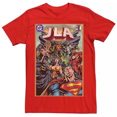 Мужская футболка с обложкой комиксов DC Comics «Лига справедливости», групповая фотография Licensed Character, красный