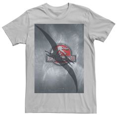 Мужская футболка с постером к фильмам «Парк Юрского периода 3» и «Птеродактиль» Jurassic Park, серебристый