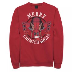 Мужской флисовый пуловер с подвесным праздничным рисунком Deadpool Merry Chimichangas Marvel