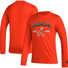 Мужская оранжевая футболка с длинным рукавом Miami Hurricanes Mighty Mascot Pregame adidas