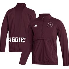 Мужская темно-бордовая куртка Texas A&amp;M Aggies AEROREADY с молнией до половины adidas