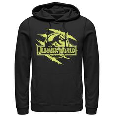 Мужской пуловер с капюшоном и графическим логотипом Jurassic World Neon Slash T-Rex Fossil Logo, черный Licensed Character, черный