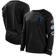 Мужская черная футболка с длинным рукавом Carolina Panthers Hype 2-Hit New Era