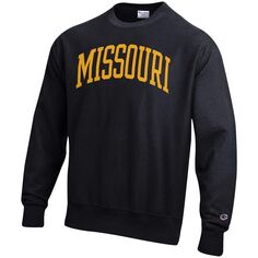 Мужской черный пуловер с принтом Missouri Tigers Arch обратного переплетения Champion