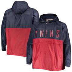 Мужской темно-синий/красный анорак Minnesota Twins Big &amp; Tall с разрезом на молнии до половины