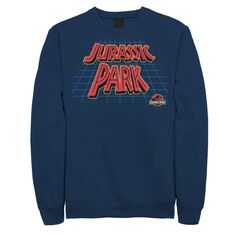 Мужской свитшот с логотипом «Парк Юрского периода» и наклонной сеткой в ​​стиле ретро, ​​Синий Jurassic Park, синий