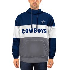 Мужской темно-синий/серый флисовый пуловер с капюшоном Dallas Cowboys Big &amp; Tall Star Team New Era