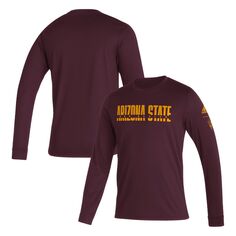 Мужская темно-бордовая футболка с длинным рукавом Arizona State Sun Devils Sideline Locker Strikethrough Creator AEROREADY adidas