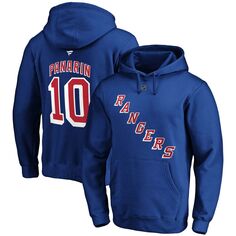 Мужской фирменный пуловер с именем и номером игрока синего цвета «Нью-Йорк Рейнджерс» с логотипом Артемия Панарина и номером игрока Fanatics