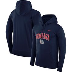 Мужской темно-синий пуловер с капюшоном Gonzaga Bulldogs Arch Over Logo Nike