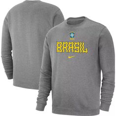 Мужской пуловер с капюшоном цвета Хизер Серый Бразилия, сборная команды Lockup Club Nike