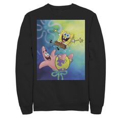 Мужской флисовый пуловер с рисунком Губка Боб Патрика Стар Best Buddies Nickelodeon, черный