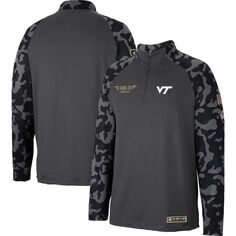 Мужская темно-серая куртка Virginia Tech Hokies Long Range с молнией до четверти реглан Colosseum
