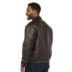 Мужская винтажная куртка с кожаной окантовкой внизу Vintage Leather, черный