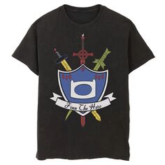 Мужская футболка с надписью «Финн, герой, меч и щит» из фильма «Время приключений» Licensed Character, черный