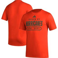 Мужская оранжевая футболка Miami Hurricanes Sideline AEROREADY Pregame adidas
