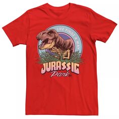 Мужская футболка Jurassic Park Life Finds A Way с ярким графическим рисунком Licensed Character, красный