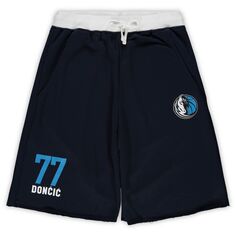 Мужские шорты Luka Doncic темно-синего цвета Dallas Mavericks Big &amp; Tall French Terry с именем и номером Majestic