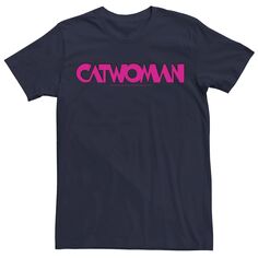 Мужская розовая футболка с надписью «Женщина-кошка» в стиле ретро DC Comics, синий