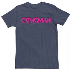 Мужская розовая футболка с надписью «Женщина-кошка» в стиле ретро DC Comics