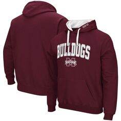 Мужской темно-бордовый пуловер с капюшоном Mississippi State Bulldogs Big &amp; Tall Arch &amp; Logo 2.0 Colosseum