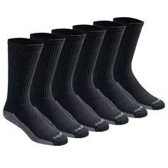Мужские носки Dri-Tech Comfort с контролем влажности, 6 пар носков для экипажа Dickies, черный