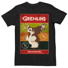 Мужская футболка с предупреждающим плакатом Gremlins Gizmo Licensed Character