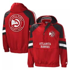 Мужская красно-черная куртка Atlanta Hawks The Pro II с полумолнией до половины Starter