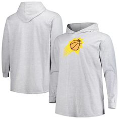 Мужской пуловер с капюшоном с логотипом Heather Grey Phoenix Suns Big &amp; Tall Fanatics