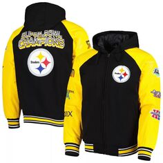 Мужская спортивная куртка Carl Banks, черная университетская куртка с капюшоном и молнией во всю длину Pittsburgh Steelers Defender реглан G-III