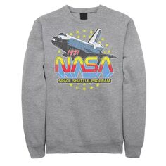 Мужской флисовый пуловер с графическим рисунком в стиле ретро программы NASA Space Shuttle Licensed Character