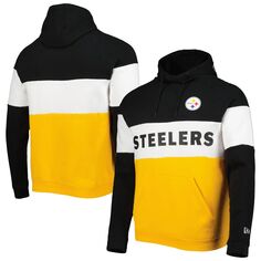 Мужской золотой пуловер с капюшоном Pittsburgh Steelers Colorblock Current New Era