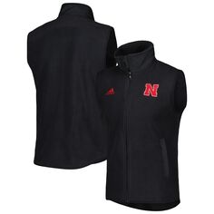 Мужской черный жилет с молнией во всю длину Nebraska Huskers adidas