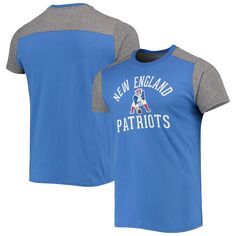 Мужская футболка Royal/Heathered Grey New England Patriots Gridiron Classics Field Goal Slub Majestic