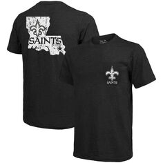 Футболка с карманами Tri-Blend New Orleans Saints Threads - черный Majestic