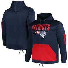Мужской пуловер с капюшоном New England Patriots Big &amp; Tall темно-синего цвета с логотипом Fanatics