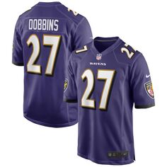 Мужская фиолетовая игровая майка JK Dobbins Baltimore Ravens Nike